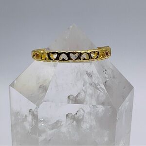 Heart Ring Size 7 Yellow Gold Tone Steel Dainty Band Love Valentine’s Promise